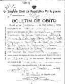 Boletim de Óbito 1905
Casimiro da Silva Carraceno
Coval 388