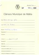 OP 111/1960 - Manuel Domingos Júnior - construção de habitação e muro - Venda do Pinheiro - licença de construção nº 28/1957