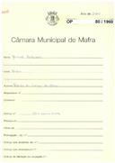 OP  80/1960 - Manuel Baltazar -Mafra- Pedido de licença para obras
Licença de construção n.º 637/1960
 