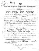 Boletim de Óbito 1954
Rosália Maria da Cunha Coelho
Coval 46