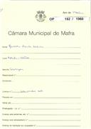 OP 182/1960 - Martinho Duarte Sabino - construção de garagem - Achada / Mafra - licença de construção nº 350/1960 de 13-04-60