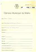 OP 1365/1962 - Gonçalo Batalha - ampliação de estabelecimento - Fonte Boa da Brincosa / Ericeira - licença de construção nº 1611, de 22-11-62 