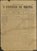 O Correio de Mafra: Jornal semanal, noticioso e agrícola, defensor dos interesses da Comarca de Mafra, Ano 1, n.º 1