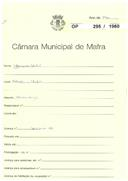 OP 295/1960 - Joaquim Leitão - construção de arrecadação - Achada / Mafra 
Licença de construção nº 691/1960