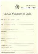 OP 566/1960 - José Maria Lapido (ou Lopido) Júnior - construção de moradia e alterações, Barreiralva / Mafra - Licença de construção n.º 328/1959 (OP capa branca mesmo nome), 263/1961 (alterações) - licença de utilização nº 1819/1959 (OP capa branca mesmo nome)
