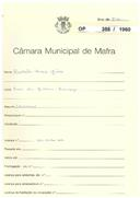 OP 388/1960 -Custódio Tomaz Júnior - Casal de Marreiras - Encarnação -Mafra - Construção de habitação. não foi concedida licença de construção.