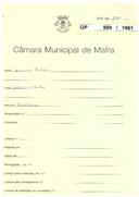 OP 889/1961 - Luciano Batalha - construção de uma casa de habitação, Achada / Mafra - licença de construção nº 1447/1961 - licença de utilização nº 1108/1962