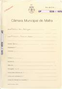 OP 5226/1970 António Luis Rodrigues Almeirinho do Clemente - AZueira - construção de uma moradia - licença de construção nº 1778/1970 - licença de utilização nº 166/1971 