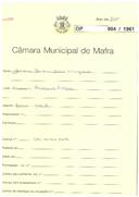 OP 904/1961 Joaquim Barbosa Diniz Vinagreiro - Asseiceira Pequena - Milharado - construção de uma moradia (lote 3) licença de construção nº 111/1963