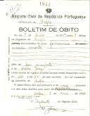 Boletim de Óbito 1843
Nado morto
Coval 11