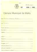 OP 1039/1962 - Zeferino Antunes Batalha - Carvoeira - construção de uma casa para habitação.
Licença de construção n.º 595/62.
Licença de utilização n.º 1573/62.