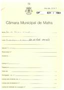 OP 831/1961 Rui de Oliveira Simões - Carapinheira, Rua da Porta Vermelha / Igreja Nova - construção de uma casa para arrecadação licença de construção nº 1422/1961 licença de utilização nº 528/1962