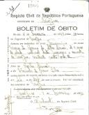 Boletim de Óbito 1900
Maria do Carmo da Silva Simões
Coval 33