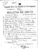 Boletim de Óbito 1917
Gertrudes da Conceição
Coval 401