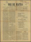 Voz de Mafra: Semanário republicano. Órgão do Partido Evolucionista neste Concelho, Ano 1, n.º 5
