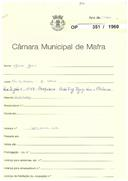 OP 351/1960 - José João - Carapinheira-Igreja Nova-Mafra - Construção de habitação no lugar de Carapinheira
Licença de construção n.º 1136/1960
Licença de habitação n.º 180/1963