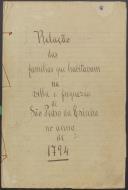 Relação as famílias de habitam na Vila e freguesia de Ericeira no ano de 1794-1824