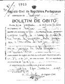 Boletim de Óbito 1910
Nado morto
Coval 34