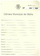 OP 438/1960 - Albano Valentim Duarte - Rua Joaquim Carvalho-Venda do Pinheiro - Construção de moradia.
Licença de construção n.º 267/1961
Licença de habitação n.º 1425/1961 (ver lic. 1427/1961)