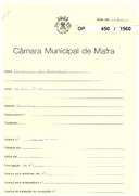 OP 450/1960 - Carmina da Encarnação - residente em Lisboa - Construção de uma habitação no lugar do Seixal - Ericeira. obra não executada 
