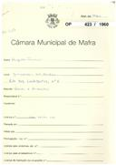 OP 423/1960 - Augusto Francisco - Rua dos Lavadouros, nº.6 - Junqueiros -Santo Isidoro-Mafra - Construção de habitação e arrecadação
Licença de construção n.º 1383/1960
Licença de habitação n.º 102/1966