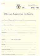 OP 919/1961 Maria de MAgalhães Basto Duarte Ferreira - Venda do Pinheiro - construção de uma casa para caseiro licença de construção nº 1436/1961 licença de utilização nº1214/1962