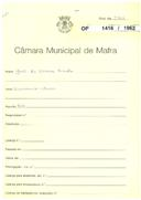 OP 1416/1962 - João de Oliveira Carvalho - construção de muro - Livramento / Azueira - licença de construção nº 1531, 12-11-62