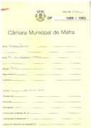 OP 1499/1962 - ANTÓNIO FERREIRA - CONSTRUÇÃO DE PRÉDIO, RUA DOS CABEÇOS, N.º 20 - MAFRA - LICENÇA DE CONSTRUÇÃO Nº 1199/1963 - LICENÇA DE UTILIZAÇÃO Nº 48/1964