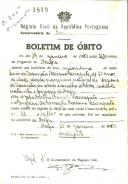 Boletim de Óbito 1819
Luís da Assunção Massano carrapato
Coval 205