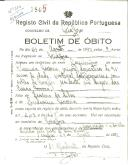 Boletim de Óbito 1865
Vicência Maria
Coval 356