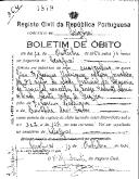 Boletim de Óbito 1879
João Zeferino Rodrigues
Coval 364