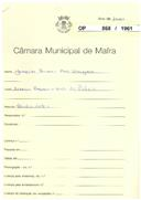 OP 868/1961 Joaquim Barbosa Diniz Vinagreiro - Asseiceira Pequena - Venda do Pinheiro - construção de uma moradia licença de construção nº 1707/1962 licença de utilização nº 1080/1964