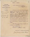 Ofício do presidente da Comissão Administrativa da Junta Geral do Distrito de Lisboa, José Correia Nobre França, para o administrador do Concelho de Mafra, informando do envio da conta da receita e despesa da referida Irmandade, do ano económico de 1913 a 1914. 