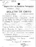 Boletim de Óbito 1918
José Leitão da Silva
Coval 36