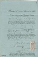 Licença concedida pelo cardeal patriarca de Lisboa, D. Manuel I, aos devotos de Nossa Senhora da Ameixoeira para festejaram e exporem o Santíssimo Sacramento na freguesia da Igreja Nova no dia 22 de Setembro de 1867.  