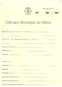 OP 967/1961 Francisco Salvador Antunes - Casal das Moscas - Carrasqueira - Malveira - Mafra - construção de uma arrecadação licença de construção nº 1255/1962