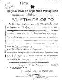 Boletim de Óbito 1920
Nado morto
Coval 37