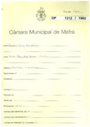 OP 1312/1962 - Aurélio Luis da Silva - construção de moradia, Fonte Boa dos Nabos / Ericeira - licença de construção nº 1078/1962 - licença de utilização nº 375/1963