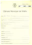 OP 1407/1962 - José Carloto Gonçalves - construção de barracão - Roussada / Milharado - licença de construção nº 1545, de 13-11-62 