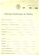 OP 1397/1962 - Alberto Pinho - construção de corte e capoeira - Carapiteira de Baixo / Gradil - licença de construção nº 1402, de 26-10-62