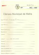 OP 342/1960 - António Antunes Ferreira - Malveira-Mafra - Construção de habitação na Malveira
Licença de construção n.º 54/1968
Licença de habitação n.º 152/1968