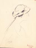 Caricatura de uma senhora com chapéu - Ericeira 