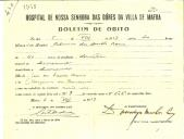 Boletim de Óbito 1946
Palmira dos Santos Barra
Coval 430