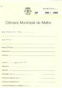 OP 209/1960 - Avelino da Cruz - construção de prédio, Rua do Arvoredo - Ericeira - licença de construção nº 481/1960 (contém arquivada capa branca, no mesmo nome, com licença de construção nº 1560/1959 - licença de utilização nº 525/1960)