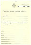 OP 896/1961 - João Fiúza - ampliação de prédio, Rua Movimento das Forças Armadas - Malveira - licença de construção nº 52/1962 - licença de utilização nº 122/1964