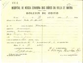 Boletim de Óbito 1911
Carlos dos Santos
Coval 392