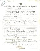 Boletim de Óbito 1955
Odília Maria Rodrigues Costa
Coval 47