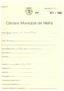 OP 871/1961 Jorge Correia da Silva Pilro -  Malveira - aproveitar a cave para arrecadação licença de construção nº 1570/1961 