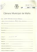 OP 416/1960 - José Francisco Laureano Pereira - construção de telheiro, Rua do Poço Pombal, nº 12 - Cheleiros - Licença de construção n.º 429/1961
