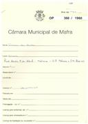 OP 360/1960 - Francisco dos Santos - Rua Nova do Almada, n.º 109 em Lisboa, Rua Heróis 9 de abril Malveira, Mafra  - Construção de muro de vedação numa propriedade com 93, de comprimento, dos quais 61m confinam com caminho público.
Licença de construção n.º 1605/1960